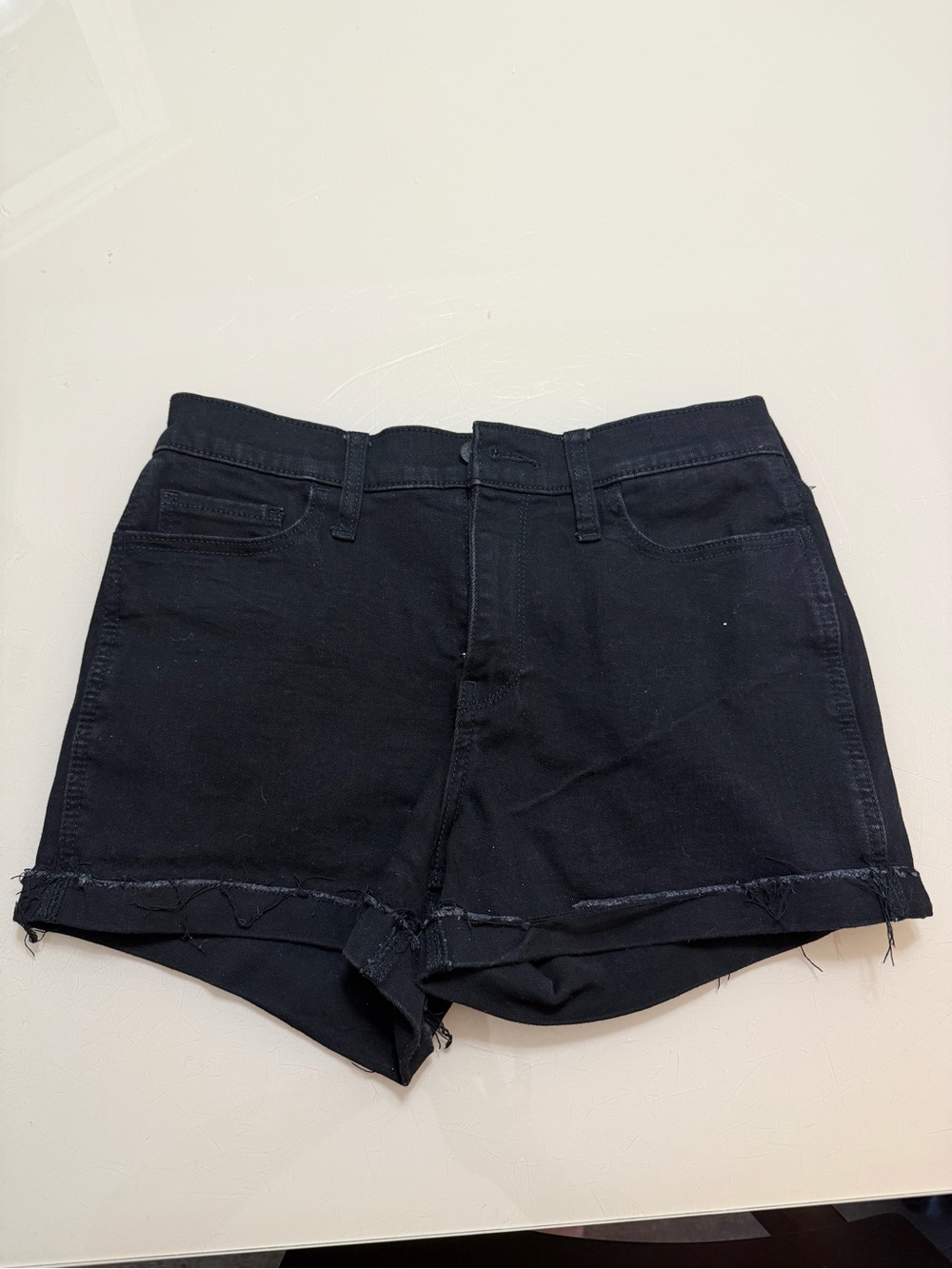 Hollister Black Frayed Hem Denim Shorts
